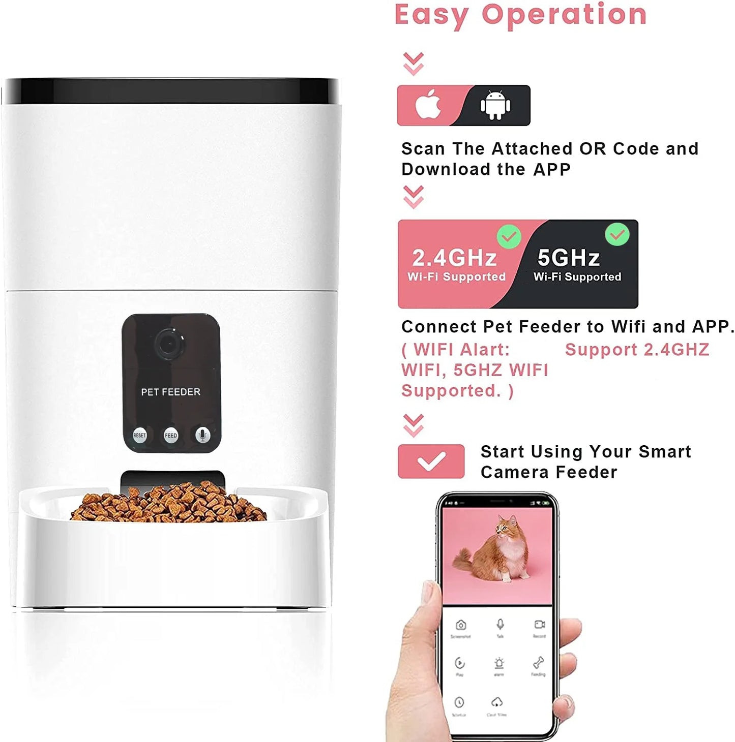 Smart Pet Feeder with 1080P Camera